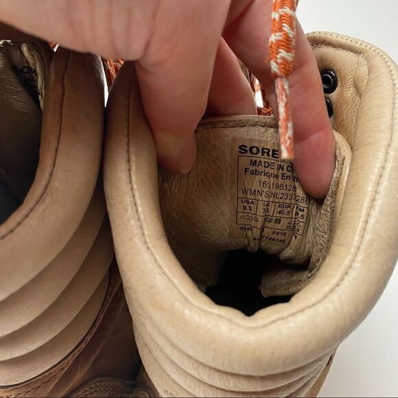 Sorel Conquest Wedge Ankle Boots Elk Camel Leather Lace Up 9.5 PDX - Picture 5 of 6